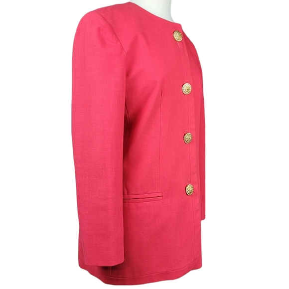 Vintage OLEG CASSINI Blazer Jacket Long Button Up Gold Buttons - Picture 4 of 11